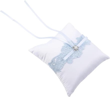 Ringkussen - Ringhouder - Bruiloft Decoratie - Met Strik Decoratie - 15x15CM - Hemelsblauw