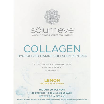 Avec des Peptides de Collagène Marin, de la Vitamine C et de l'Acide Hyaluronique, Saveur Citron, 30 Sachets, 5,38G (0.19Oz) Chaque