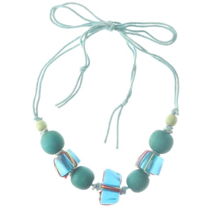 Behave - Kralen Ketting Blauw Touw - Verstelbaar 83 cm