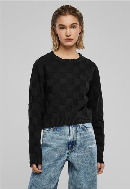 Urban Classics - Check Knit Sweater/trui - XXL - Zwart