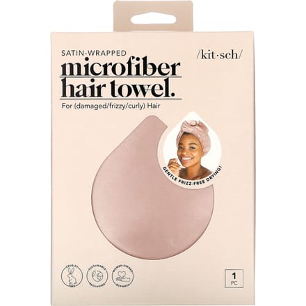 Kitsch, satijnen microvezel haarhanddoek, blush, 1 stuk white