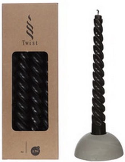 Twist kaarsen set 4 stuks dia. 2.2 x H 19 cm zwart Hortus
