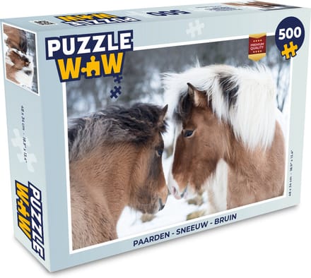 Puzzel Paarden - Sneeuw - Bruin - Legpuzzel - Puzzel 500 stukjes