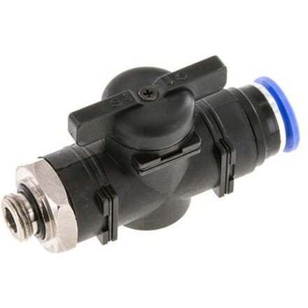 12 mm - G1/4'' Kunststof/Messing rechte 2-Weg Kogelkraan