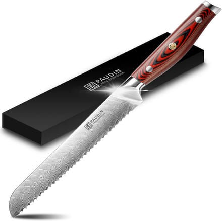 PAUDIN P3 Professioneel Broodmes 20 cm - Japans mes - Banket Mes - Echt Damascus Staal