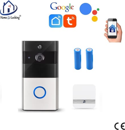 WIFI deur intercom/videofoon 2.0MP met 2 oplaadbare batterijen en kan werken met spraakgestuurde apps. T-2049B.