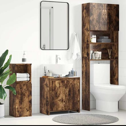 vidaXL - Badkamerkast - 60x33x60 - cm - bewerkt - hout - gerookt - eikenkleurig