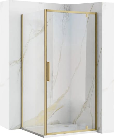 Rea Rapid Swing Brush Gold 100X80 - 195 cm - Douchecabine - Rechthoek - Geborsteld Goud