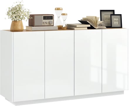 HOMCOM Dressoir - MDF - 140x40x75cm - Wit gelakt