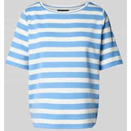 T-shirt met geribde boothals