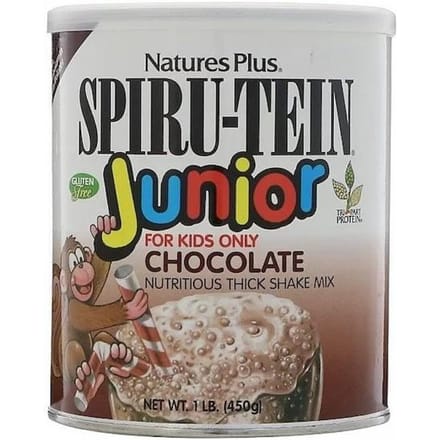Nature's Plus- Spiru-Tein Junior, Voedzame Dikke Shake Mix, Chocolade, 1 lb (450 gram)
