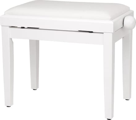 Pianobank - Pianokruk - In Hoogte Verstelbaar - Luxe Zitting - Keyboardbank - Mat Wit