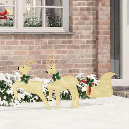 vidaXL LED Rendieren 3 st Warmwit 43 x 18 x 66 cm Stof
