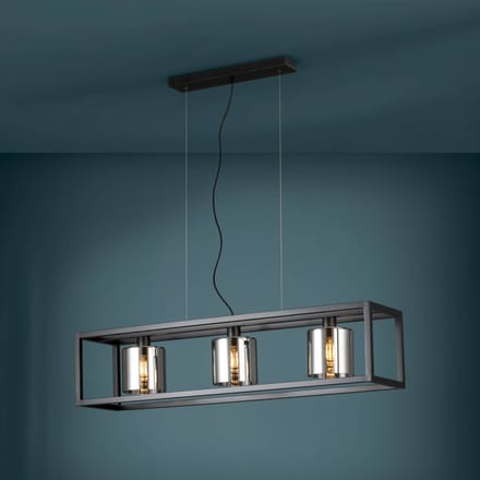 EGLO Brisling Hanglamp - E27 - 110 cm - rookglas - zwart