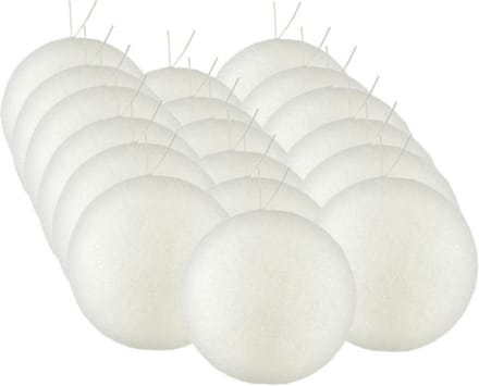 Gerimport Kerstballen 24x stuks - wit kunststof glitters - D5 cm - feestelijk - elegant