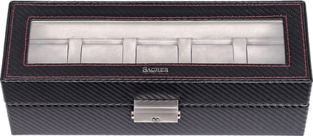 Sacher Sieradendoos Carvon Uhrenbox für 5 Uhren Black Zwart