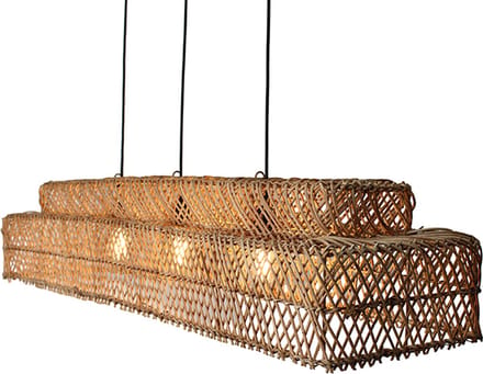 Rotan hanglamp Pacha -120x32 cm- rechthoekige rotan hanglamp - 4Shine