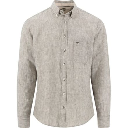 Fynch-Hatton Overhemd Linnen Fine Striped Button-Down Donker Khaki / male