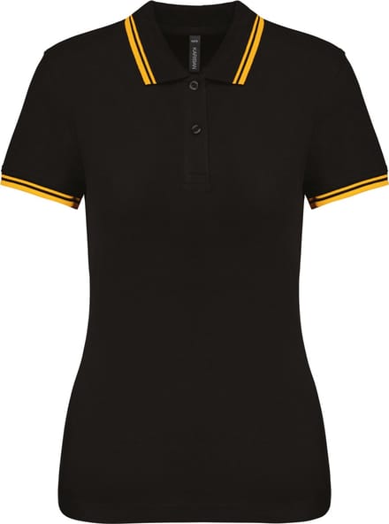 Kariban Gestreepte damespolo korte mouwen K273 - Black / Yellow - M