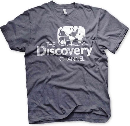 Discovery Channel Heren Tshirt -S- Distressed Logo Blauw