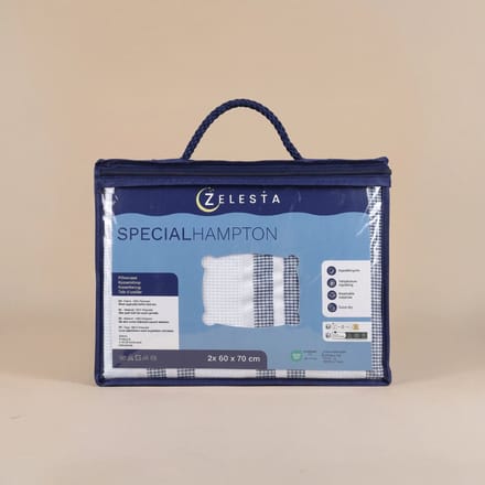Zelesta Special Hampton Kussensloop Set van 2 - Blauw 80×80 cm