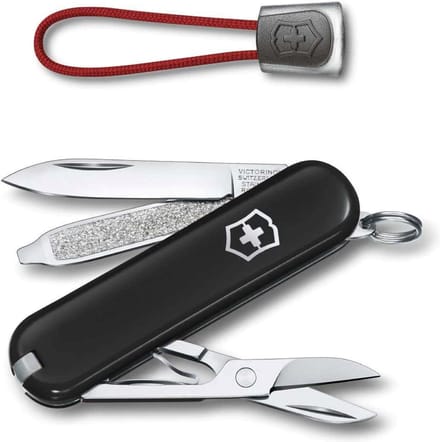Victorinox Classic SD zakmes+lanyard - Dark Illusion/rood-7 functies
