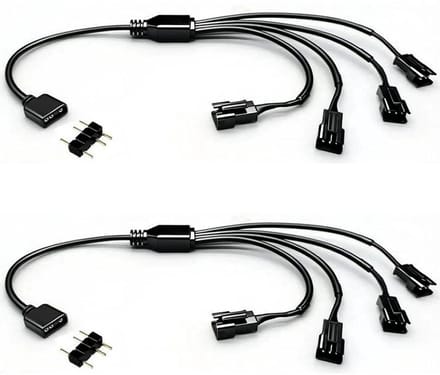 Pack van 2 ARGB Splitterkabels 5V 3-Pin voor RGB Fans en LED Strips - Ideaal voor Verlichting en Computerkoeling