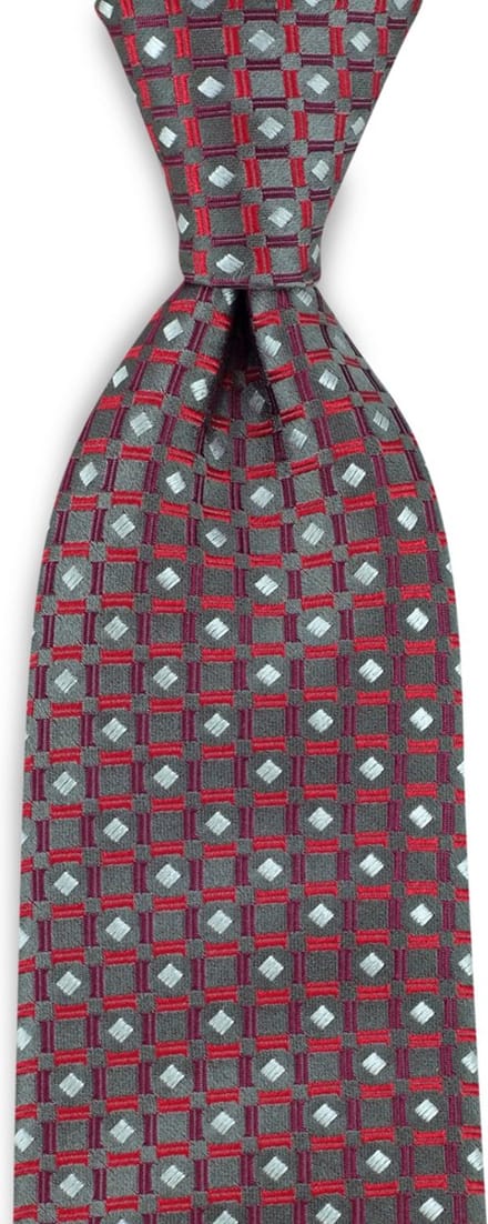We Love Ties - Stropdassen - Stropdas Blockchecker - grijs / rood