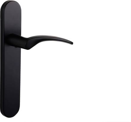 Lavuzo deurkruk Lodini Zwart met afgerond schild | Per set | Luxe deurbeslag | Deurklink met schild