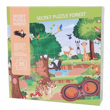 PIA Soft Toys - Geheime puzzel Bos Design box - 35 Stuks - 25 x 24,5 x 5 cm