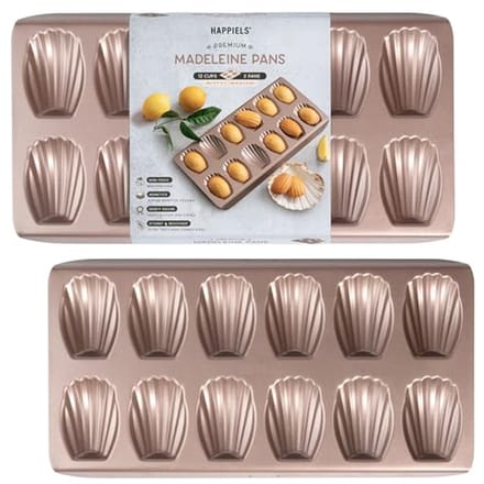 Madeleine pan - Koekjesvorm - Gebak maken - Verwijderbare bodem - Set van 2 - Goud