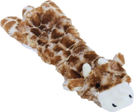 Boon Hondenspeelgoed Platte Giraffe uit pluche - Kleur: bruin/geel - 35 cm.