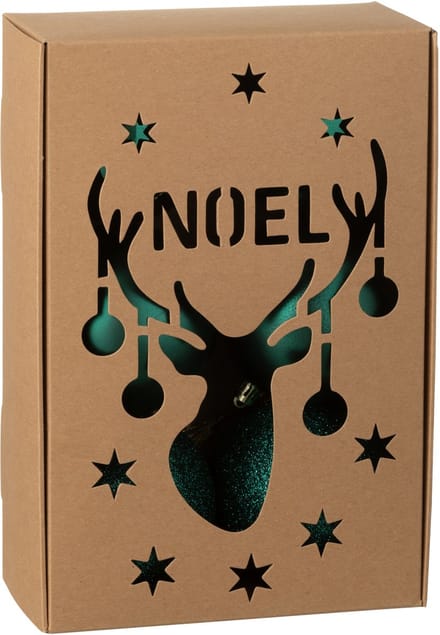 J-Line kerstbal - kunststof - groen - doos van 6