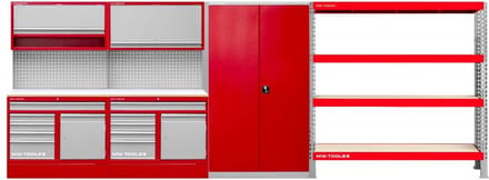 Werkplaatsmeubilair 5,3M met kast en rek MW Tools PRACO255KS