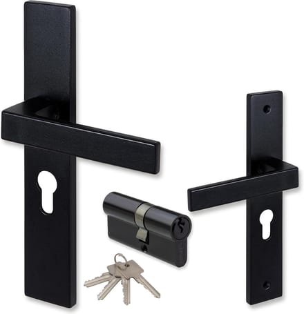COMBINATIE ELIOT® Deurklink profielcilinder 72mm - mat zwart + Cilinderslot zwart 30/30