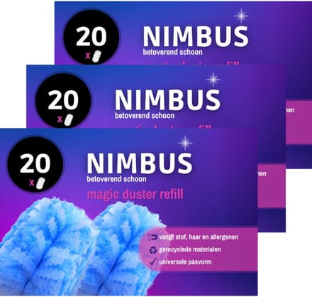 NIMBUS Magic Duster Navulling - 3 x 20 stuks - Voordeelverpakking