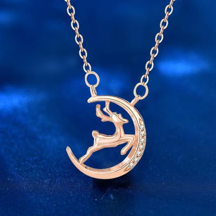 A Deer Has Your Christmas Ketting Groothandel 925 Sterling Silver Moon Moose Sleutelbeen Hanger Niche Design Accessoires blue