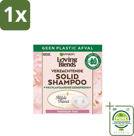 1 x Garnier - Loving Blends Milde Haver - Solid Shampoo Bar - Kwetsbaar Haar - 60 g - Solid Shampoo - Shampoo Bar - Haarverzorging - Kwetsbaar Haar - Gevoelig Haar