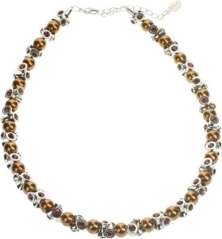 Behave - Klassiek parelcollier met steentjes - 41 cm + 5 cm verlengketting