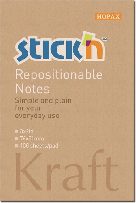 Stick'n Sticky Notes - 76x51mm - Kraft Papier - 100 Memoblaadjes
