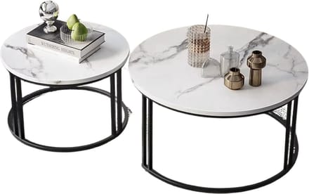Salontafel Derloni Opulence - Glossy white - 2-Delig - Vierkant - Woonkamer - Bijzettafels