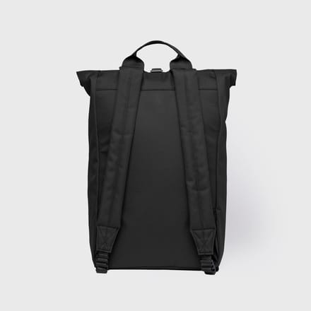 Sandqvist Icon Rolltop - Rugzak L 16 65 cm uitbreidbaar (black/ black with black leather)