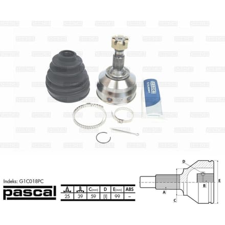 Homokineet reparatie set, aandrijfas PASCAL G1C018PC