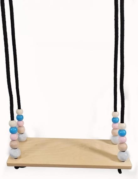 Hess Houten Plankschommel Met Kralen Pastel