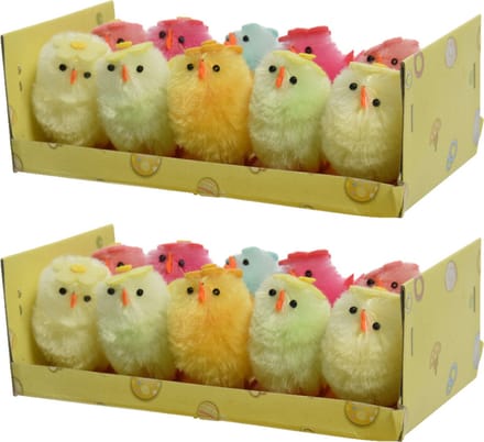 Decoris paaskuikentjes met bloem - 20x stuks - 5 cm