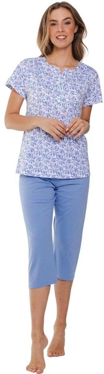 Pastunette Pyjama Soft Blue - Katoen - Blauw/Wit - Maat 52