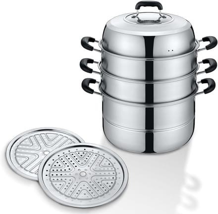 3 Tier RVS Stoomset 32 cm voor Gezond Koken