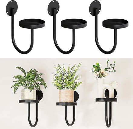 Bloemenstandaard Muur - Plantenrek Set - Decoratie Binnen - U-vormig Ontwerp - Set van 3 - Zwart