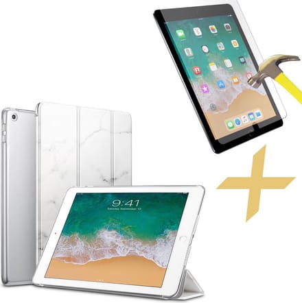Hoes + Screenprotector geschikt voor iPad Air 2019 10.5 inch - Smart Book Case Marmer