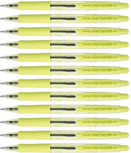Penac Balpen - Sleek Touch - 12 pack - Geel - 1.0mm - Blauw inkt